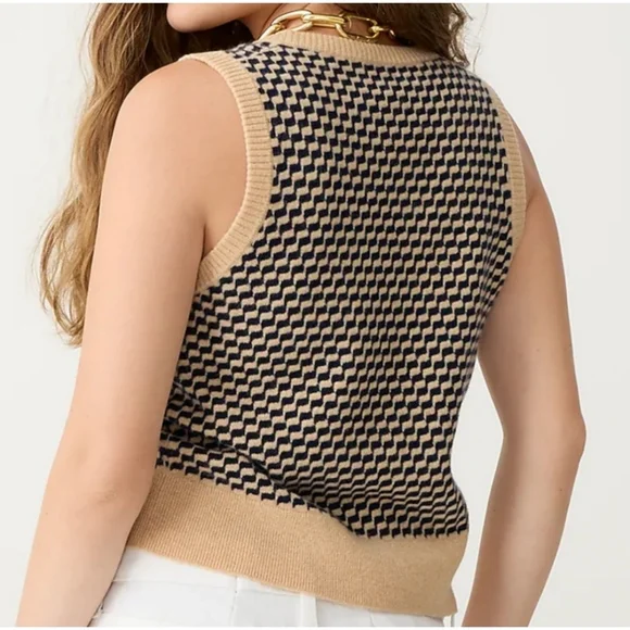 J.Crew Cashmere jacquard V-neck sweater-vest - Picture 3 of 10